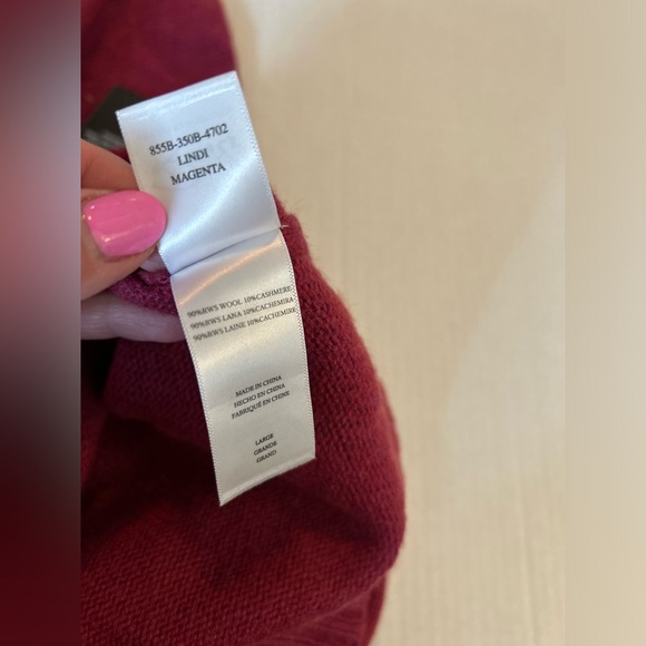 Rails Lindi Wool Cashmere Front Pocket Cardigan Sweater Size Large NWT Magenta - Picture 7 of 7